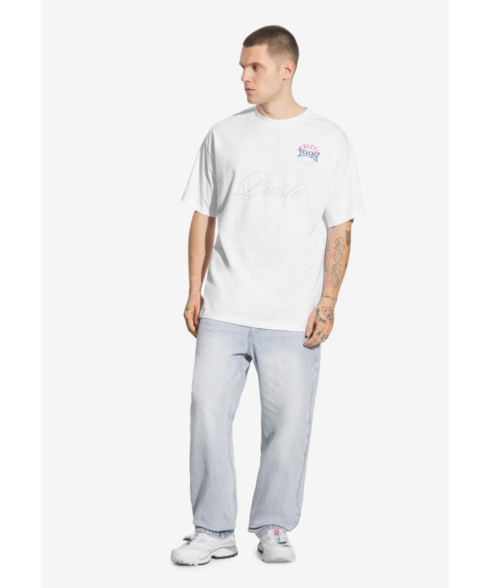 Football t-shirt męski bawełniany biały