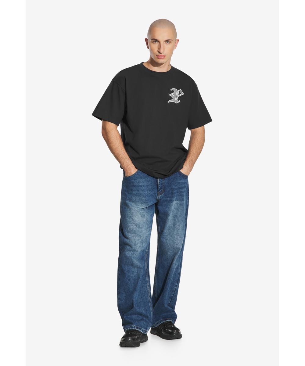 Gothic P t-shirt męski bawełniany czarny