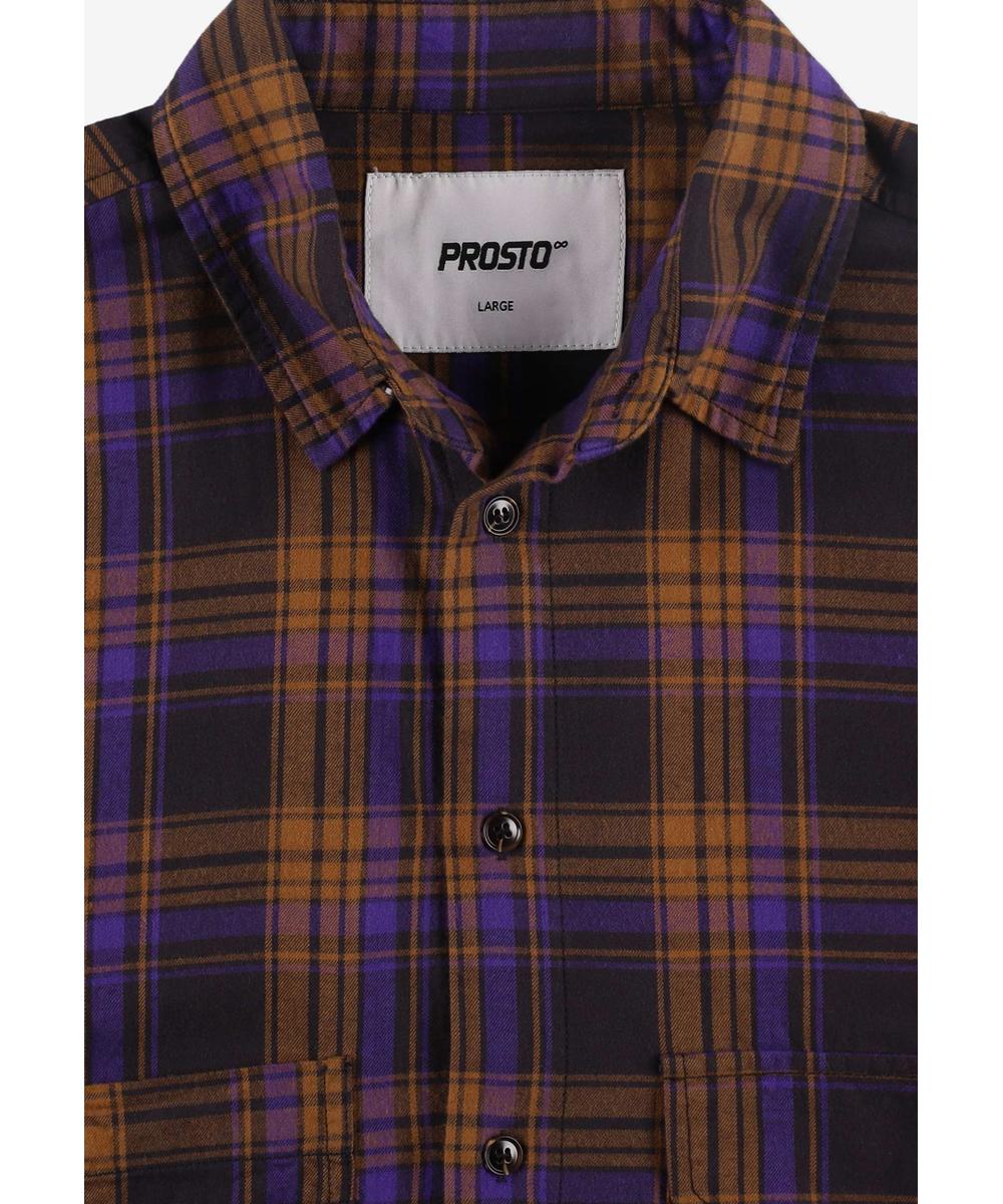 Check koszula męska flanelowa bawełniana fioletowa