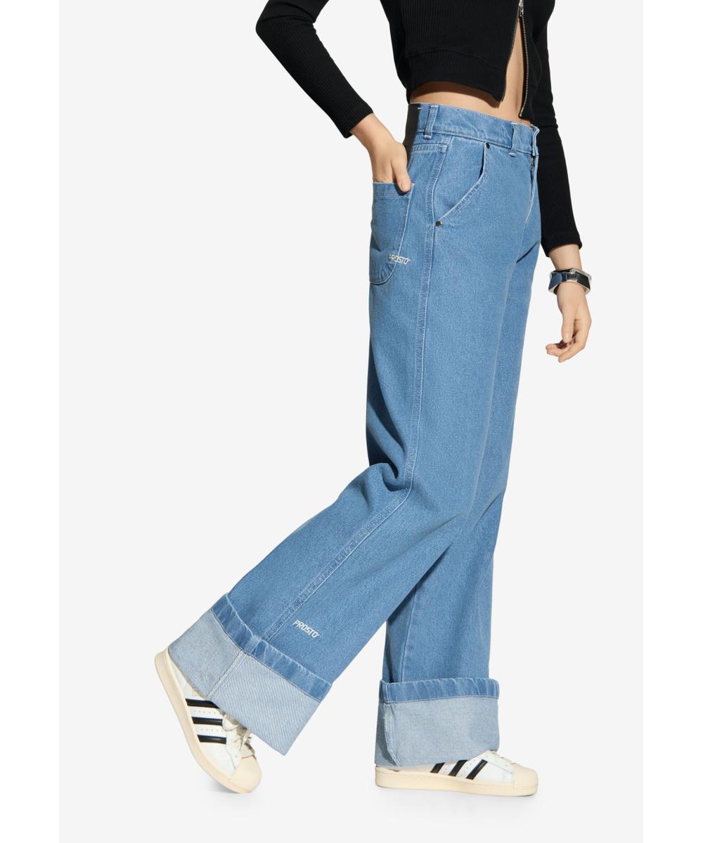 Long Pants Work spodnie jeansy damskie niebieskie