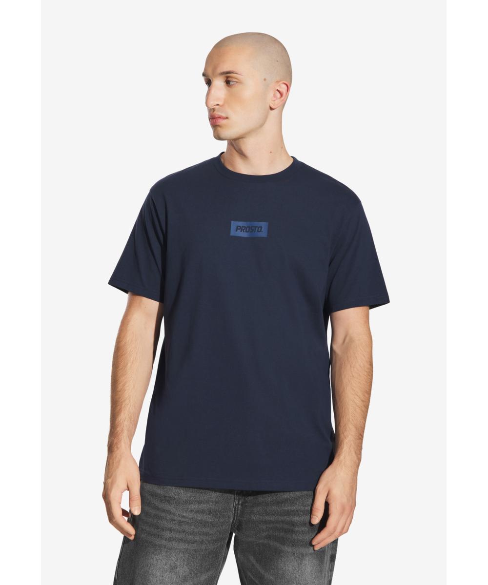 Box Logo t-shirt męski bawełniany granatowy