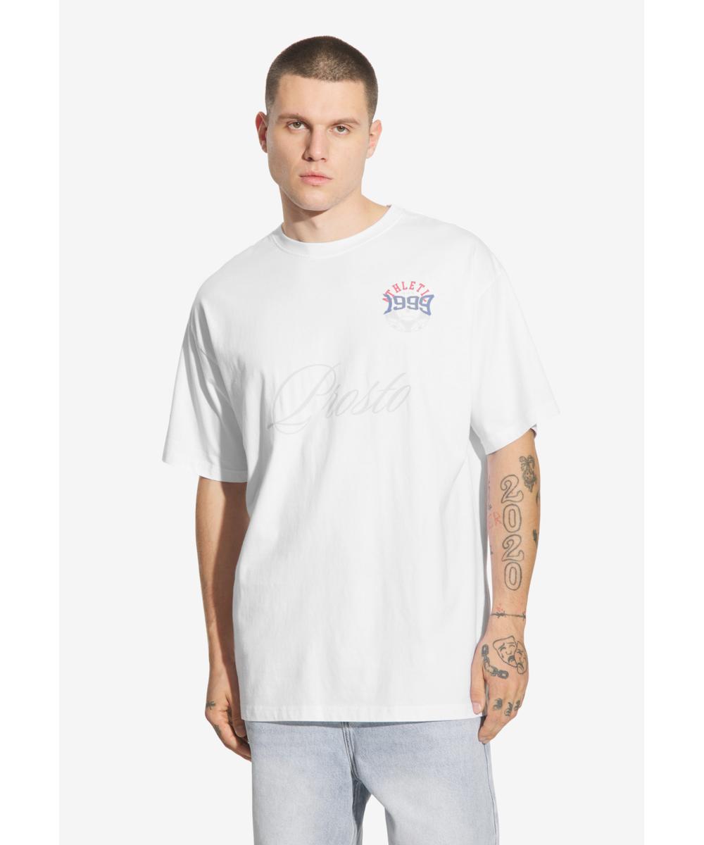 Football t-shirt męski bawełniany biały