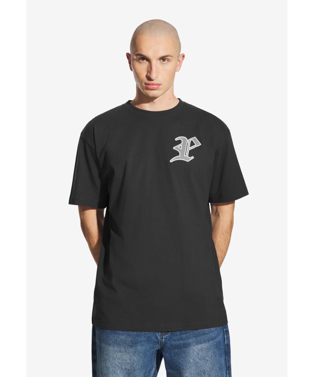 Gothic P t-shirt męski bawełniany czarny