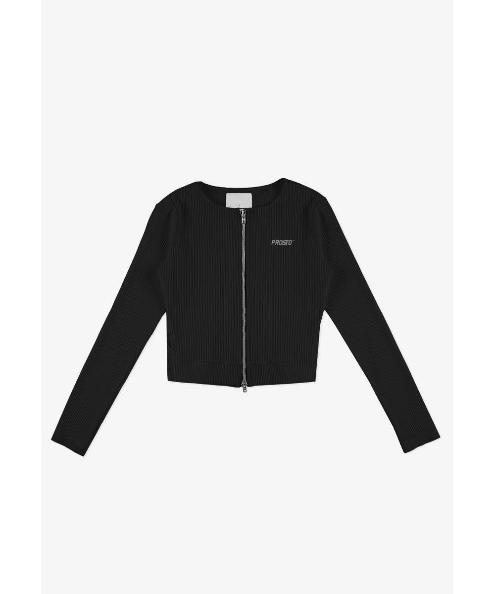 Zip Ribbed longsleeve rozpinany damski czarny