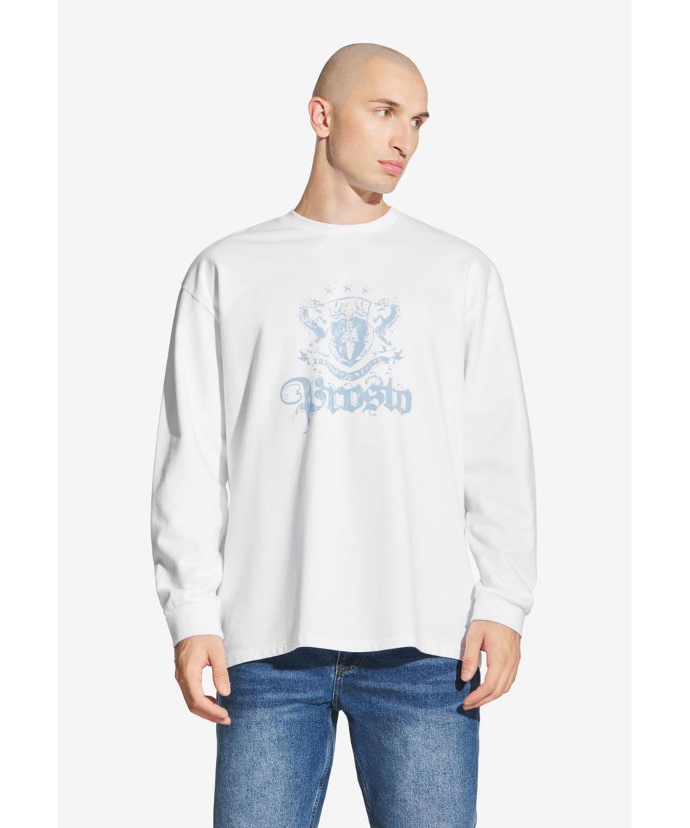 Crest longsleeve męski bawełniany biały