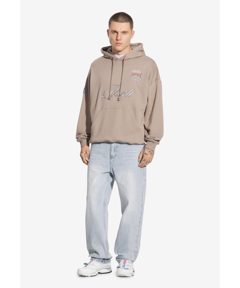 Football bluza z kapturem męska beżowa