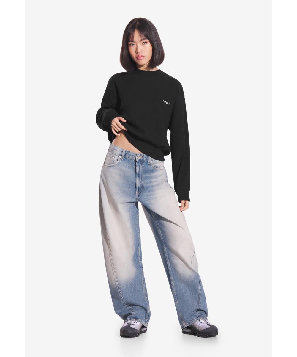 Ribbed bluza bez kaptura damska czarna