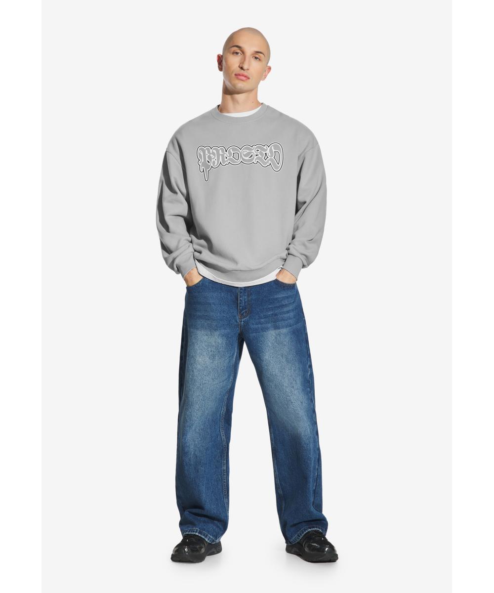 Graffiti bluza męska bawełniana szara