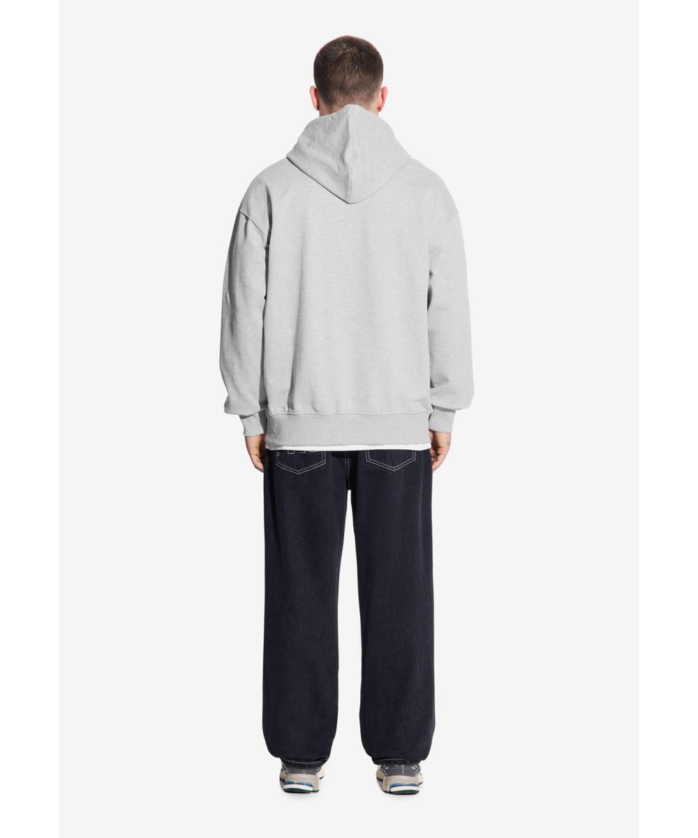 Check bluza z kapturem męska szara