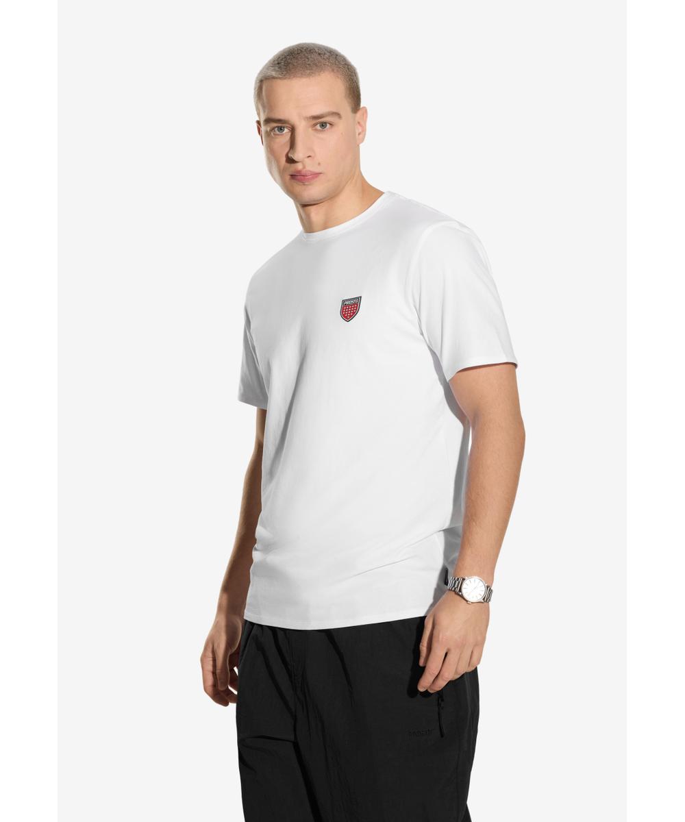 Shield t-shirt bawełniany slim biały
