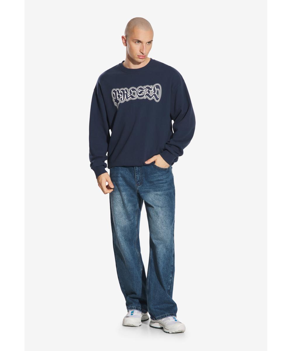 Graffiti bluza męska bawełniana granatowa