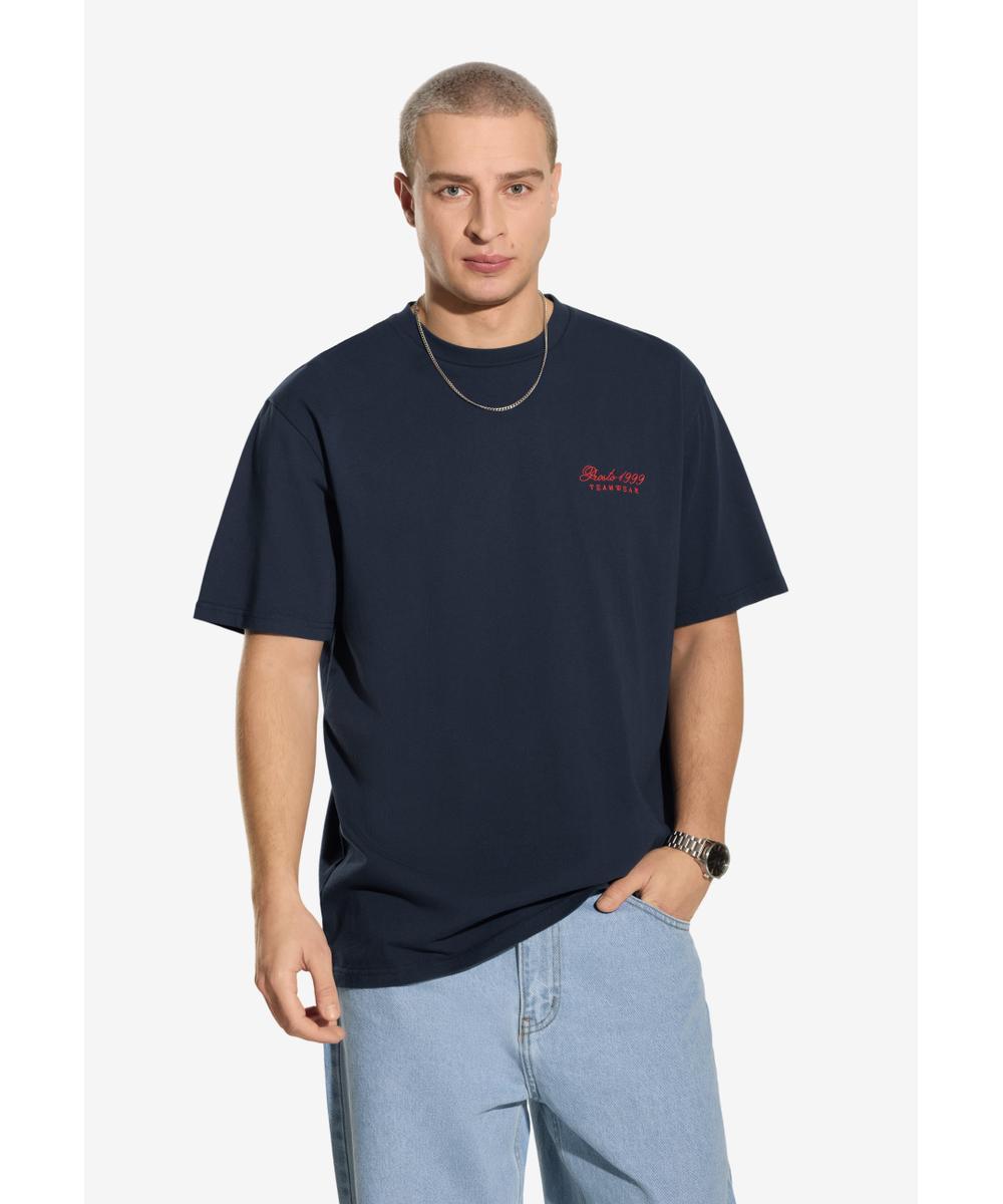 Team t-shirt bawełniany granatowy