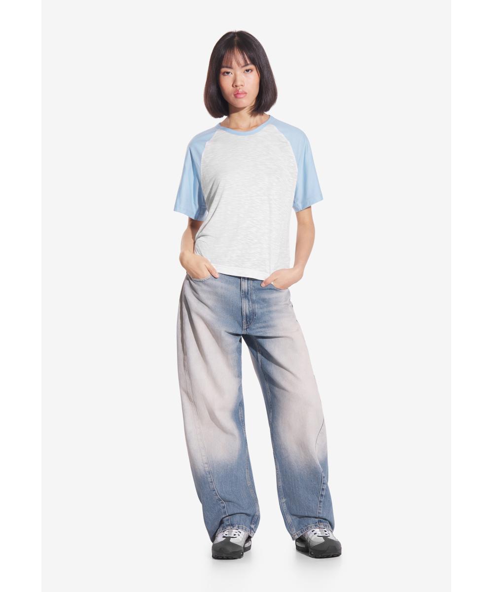 College t-shirt bawełniany damski niebieski