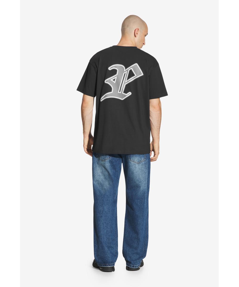 Gothic P t-shirt męski bawełniany czarny