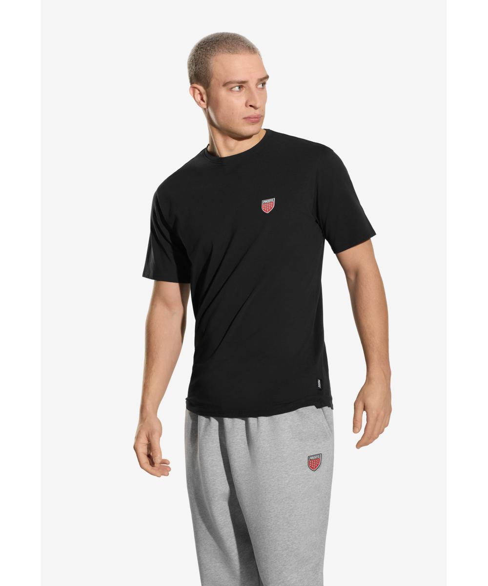 Shield t-shirt bawełniany slim czarny