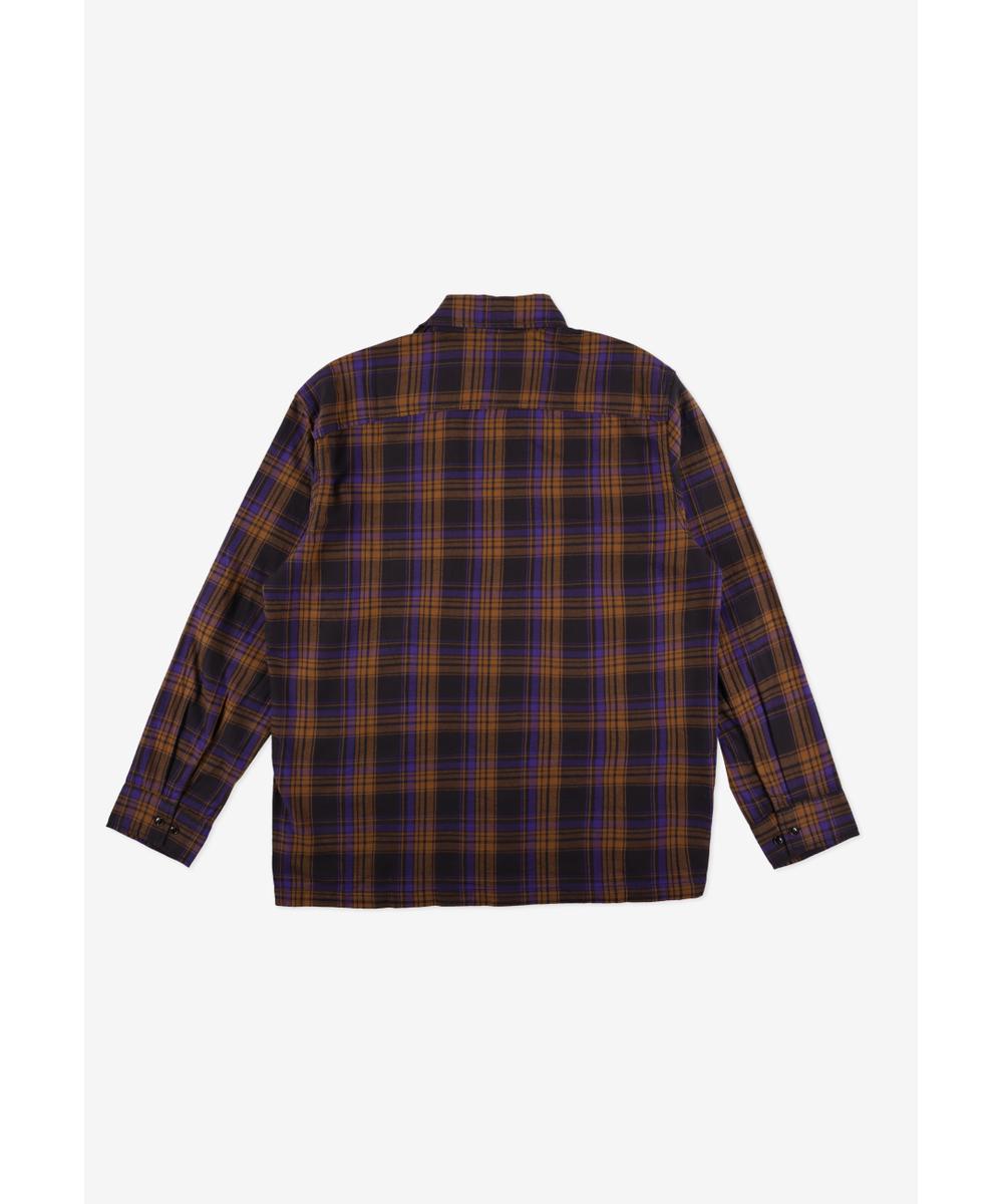 Check koszula męska flanelowa bawełniana fioletowa