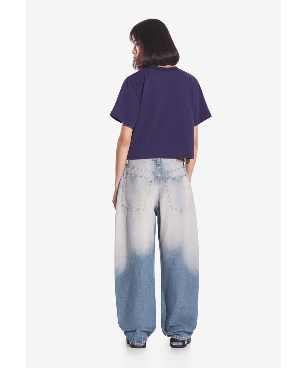 Heavyweight t-shirt bawełniany damski granatowy