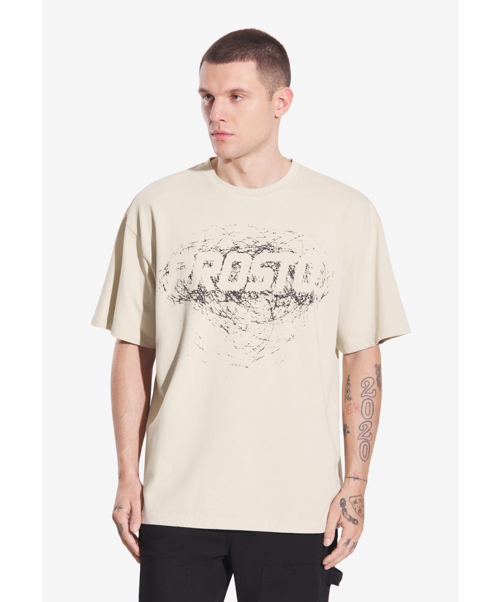 Scriber Washed t-shirt bawełniany beżowy