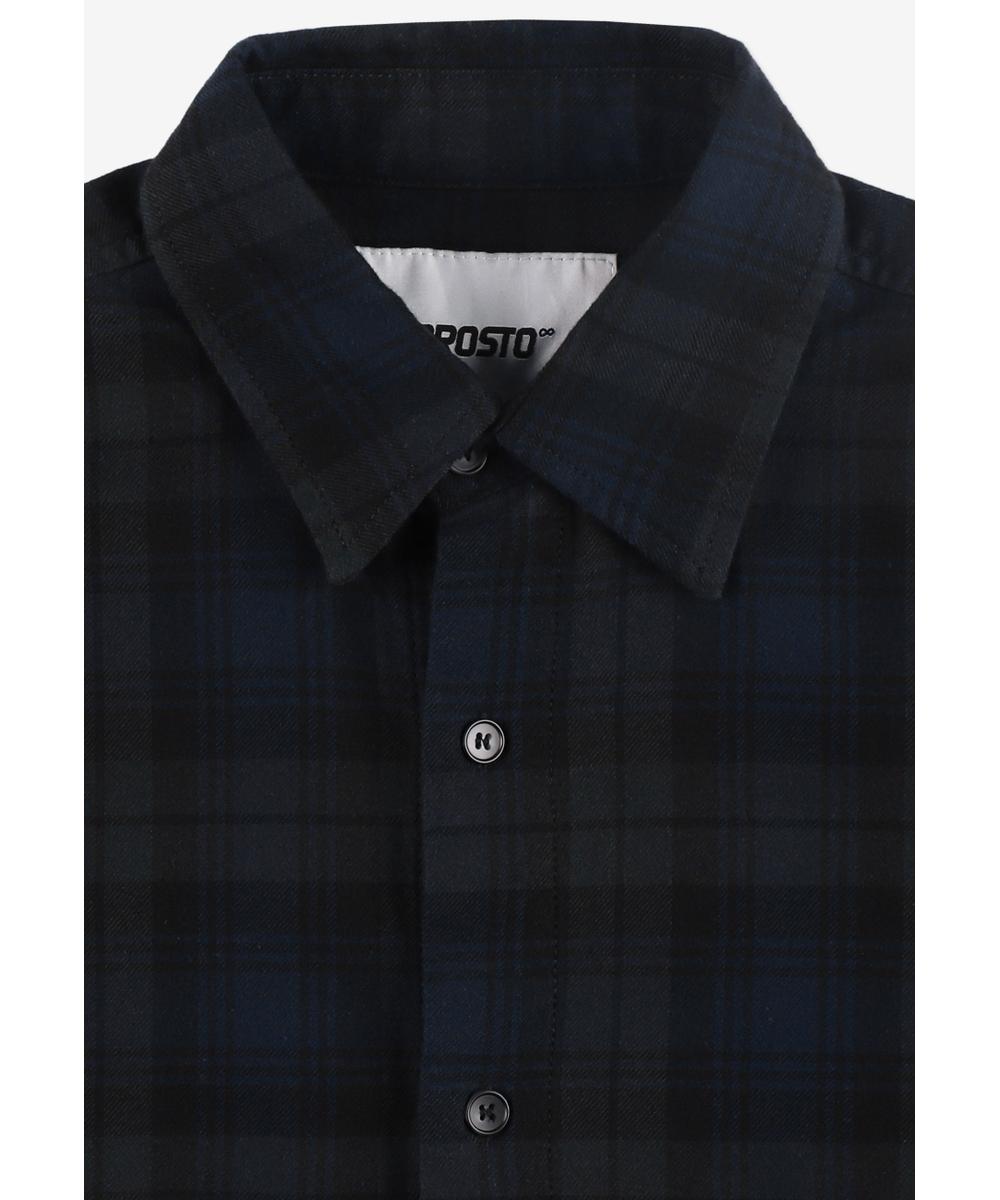 Check koszula męska flanelowa bawełniana granatowa
