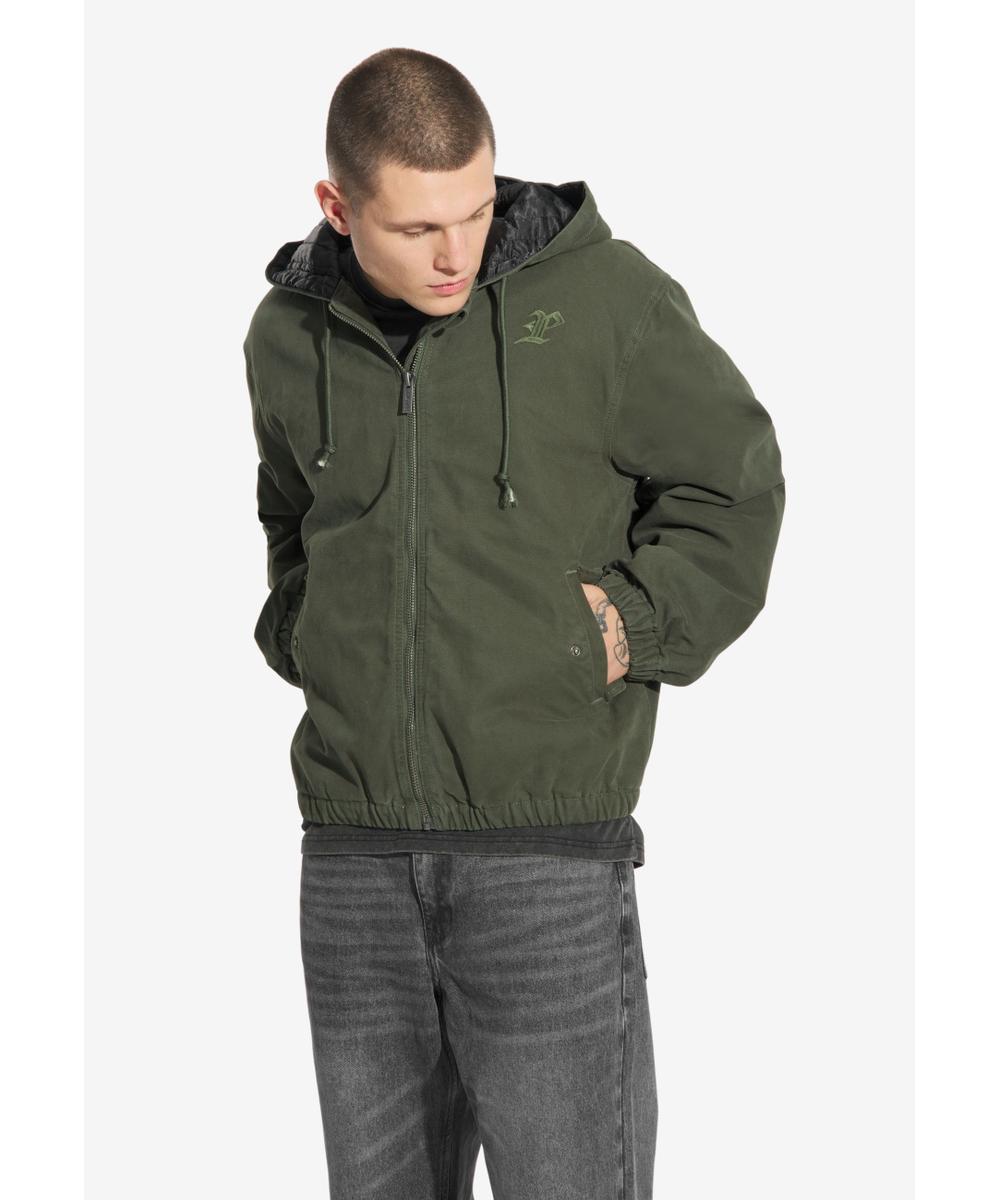 Padded kurtka z kapturem męska oliwkowa