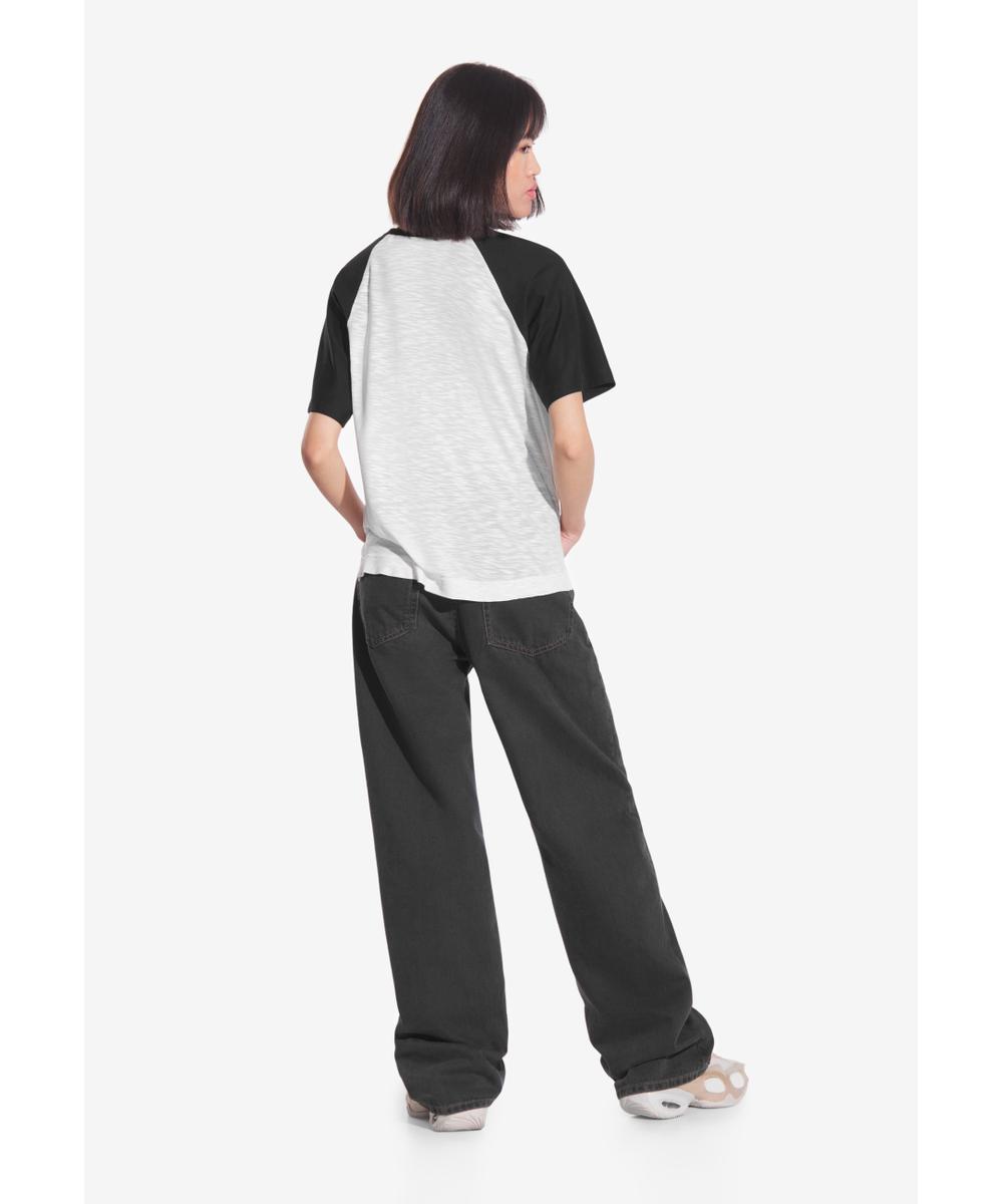 College t-shirt bawełniany damski czarny