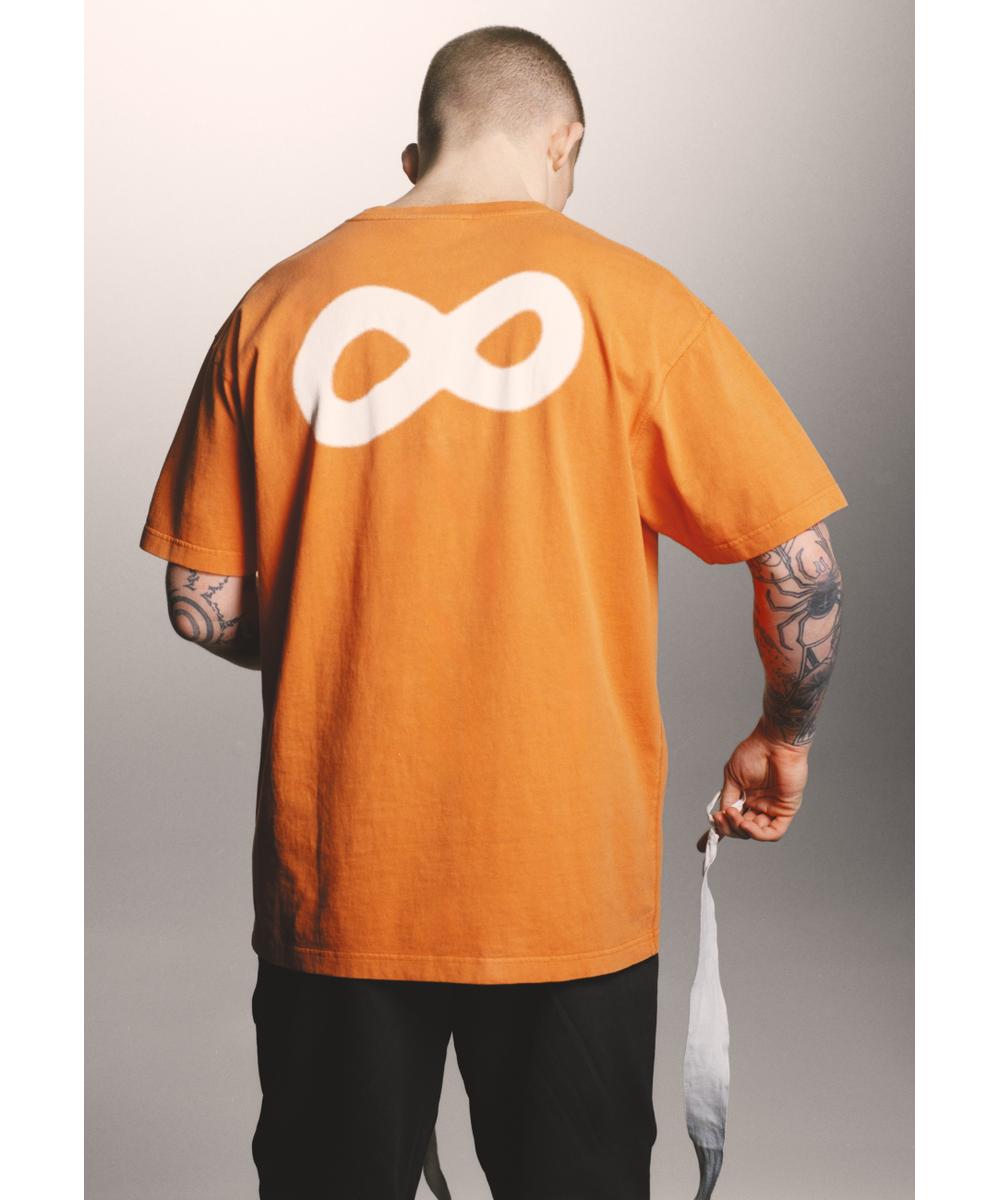Infinity D t-shirt oversize męski bawełniany pomarańczowy