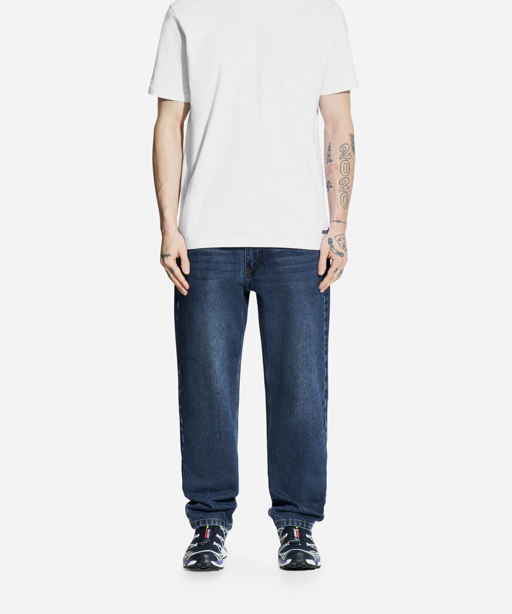 Tras jeansy męskie tapered niebieskie