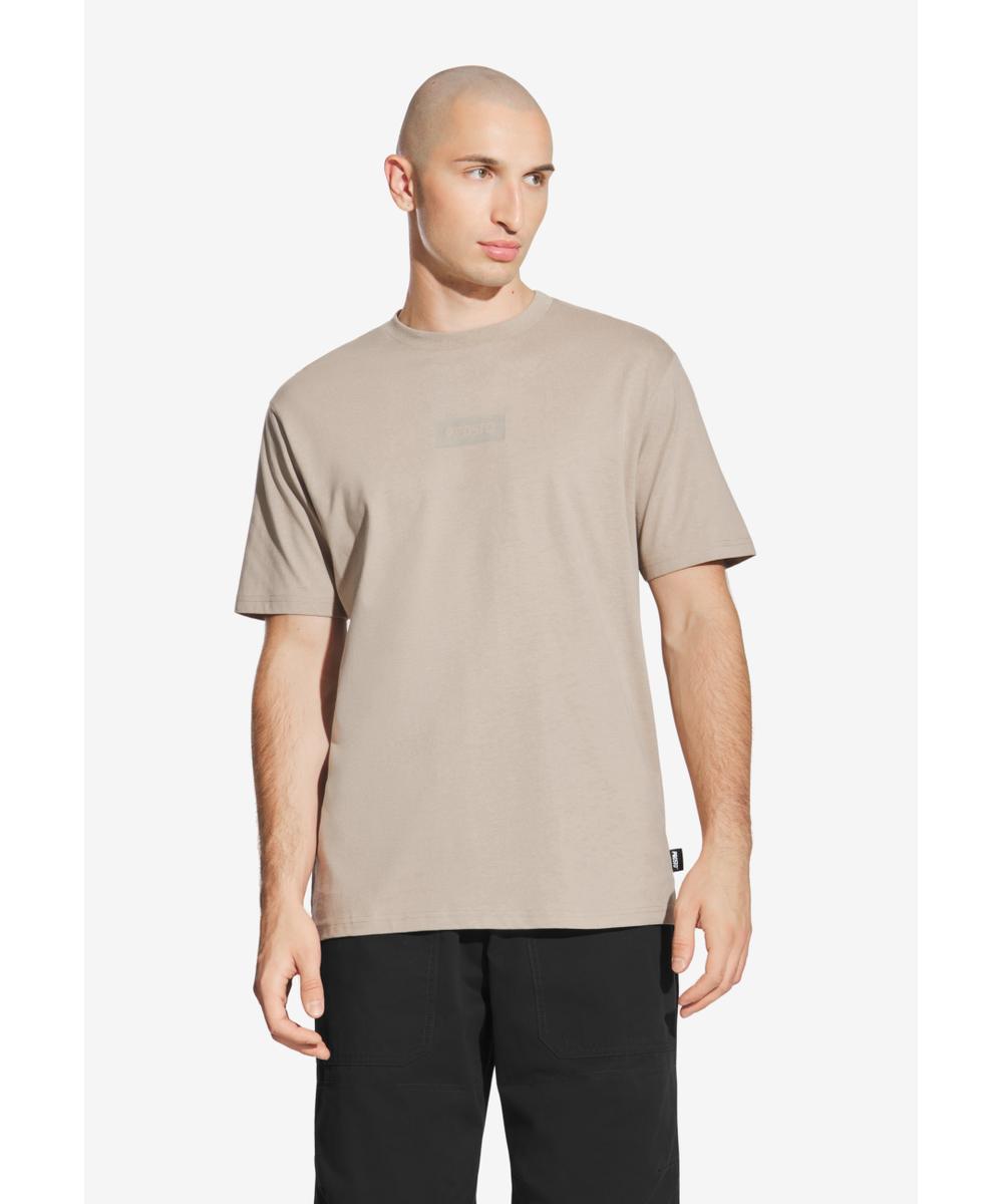 Box Logo t-shirt męski bawełniany beżowy