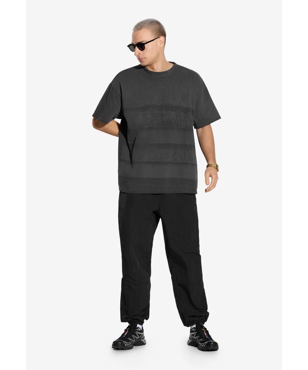 ST t-shirt bawełniany grafitowy