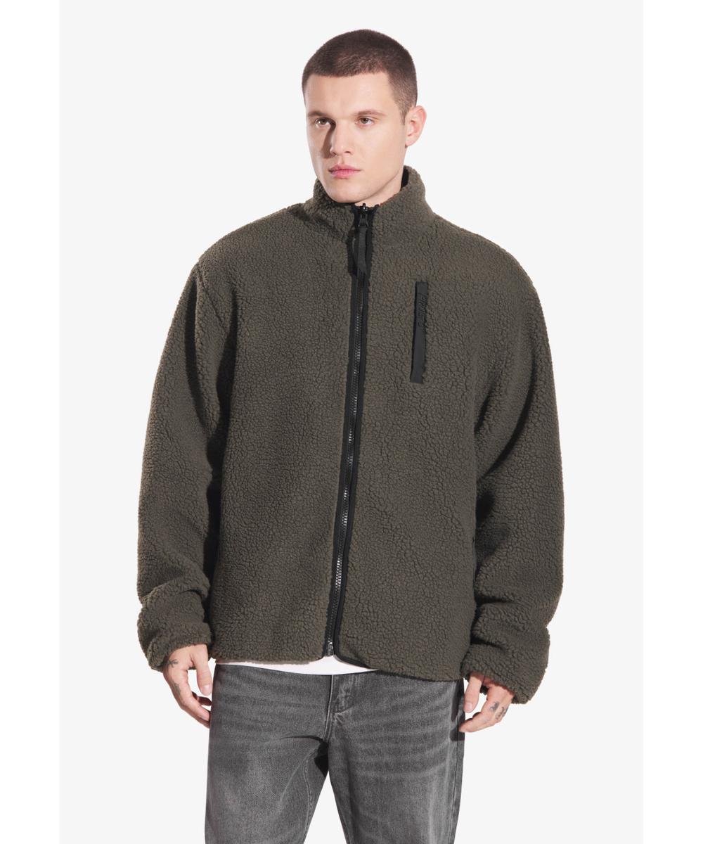 Sherpa dwustronna kurtka oliwkowo-zielona