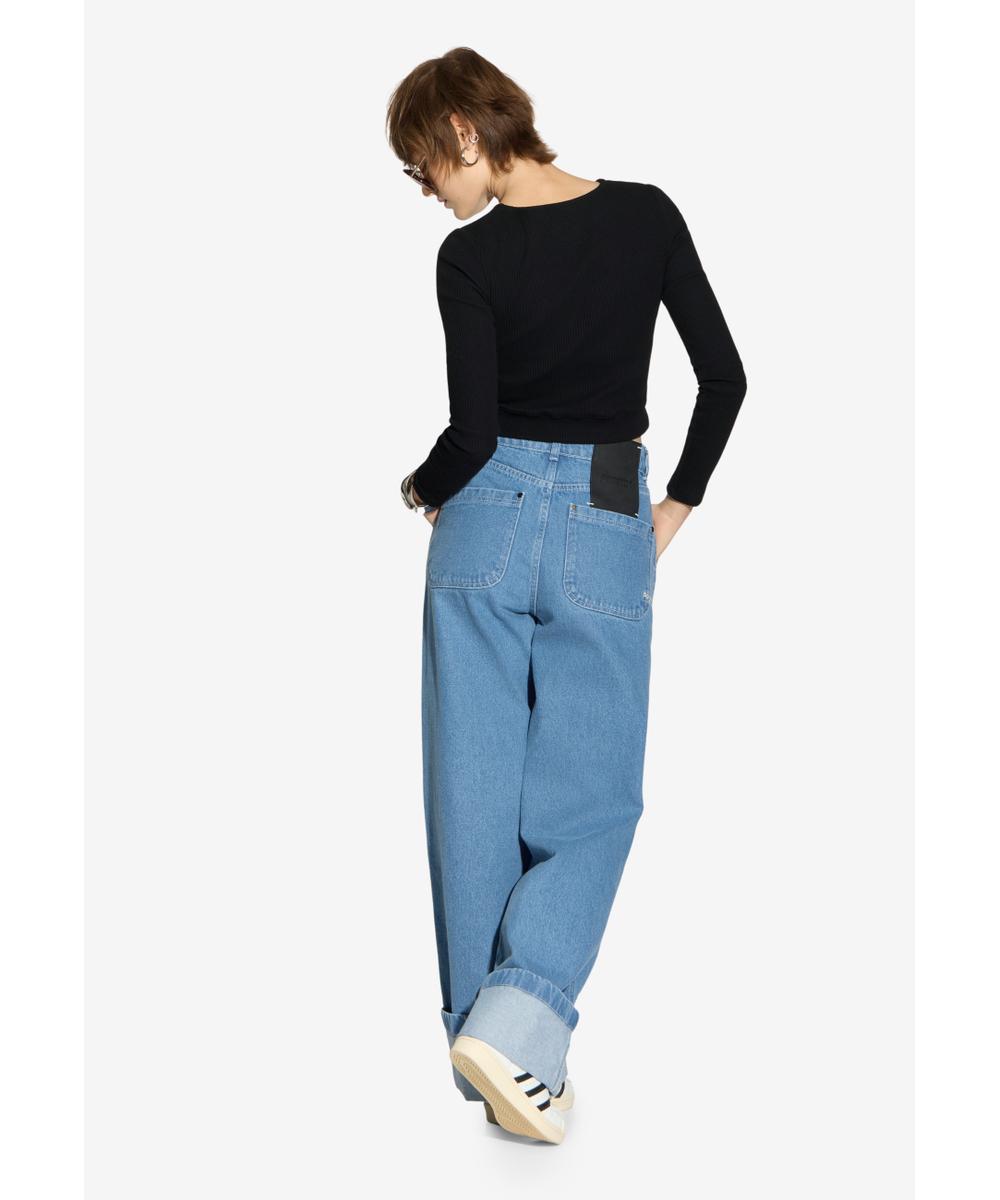 Long Pants Work spodnie jeansy damskie niebieskie