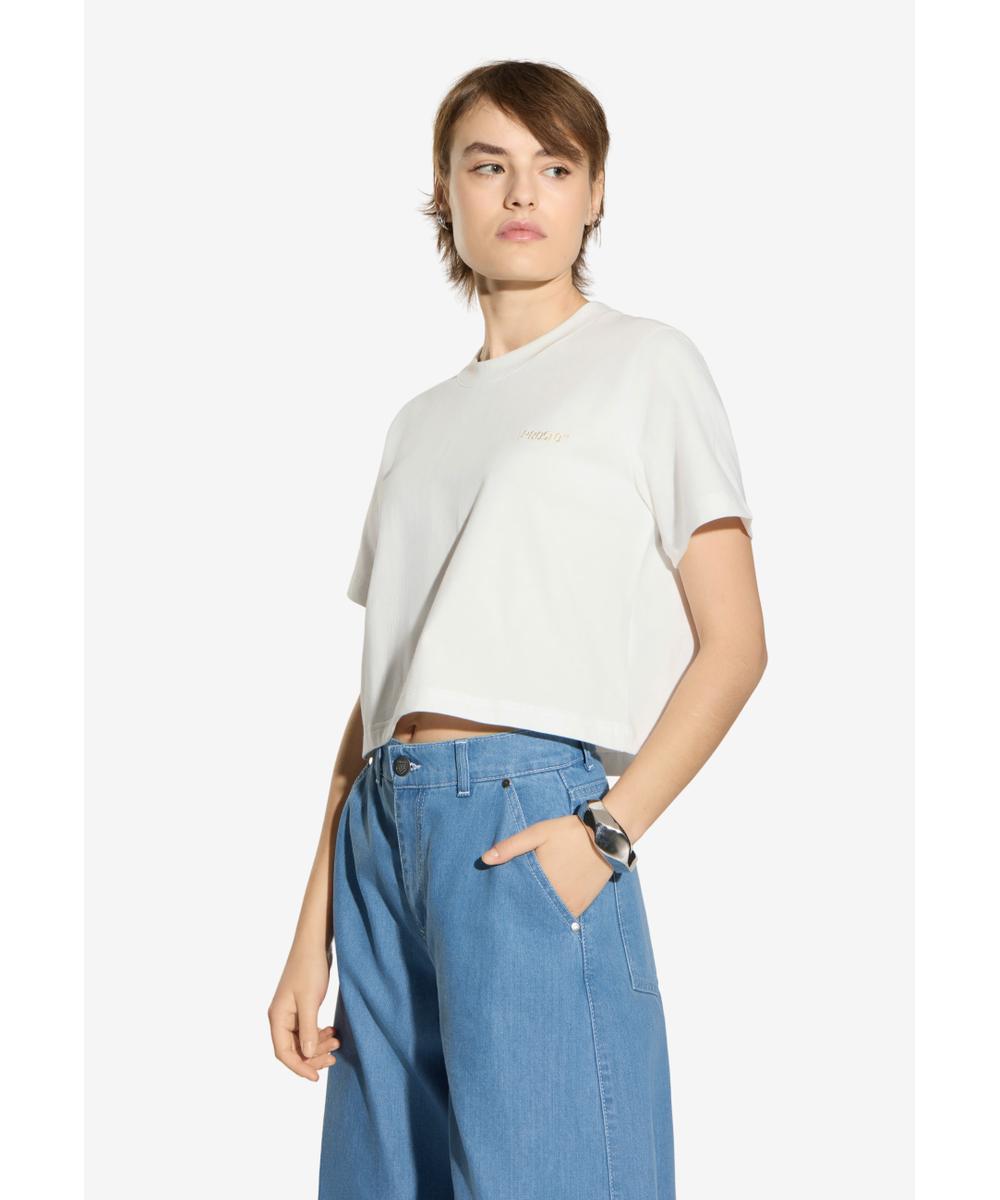 Heavyweight t-shirt bawełniany damski biały