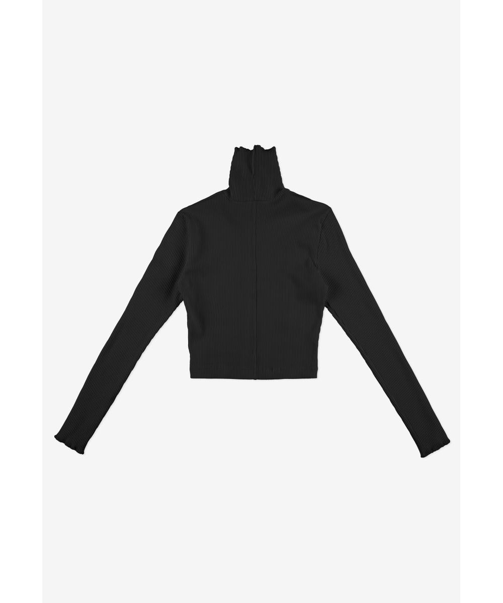 Turtleneck Ribbed longsleeve damski czarny