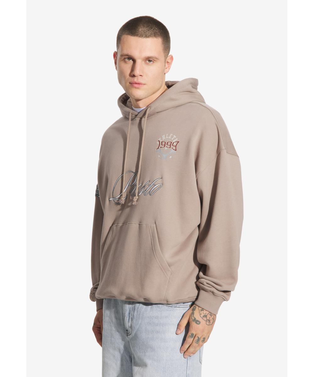 Football bluza z kapturem męska beżowa