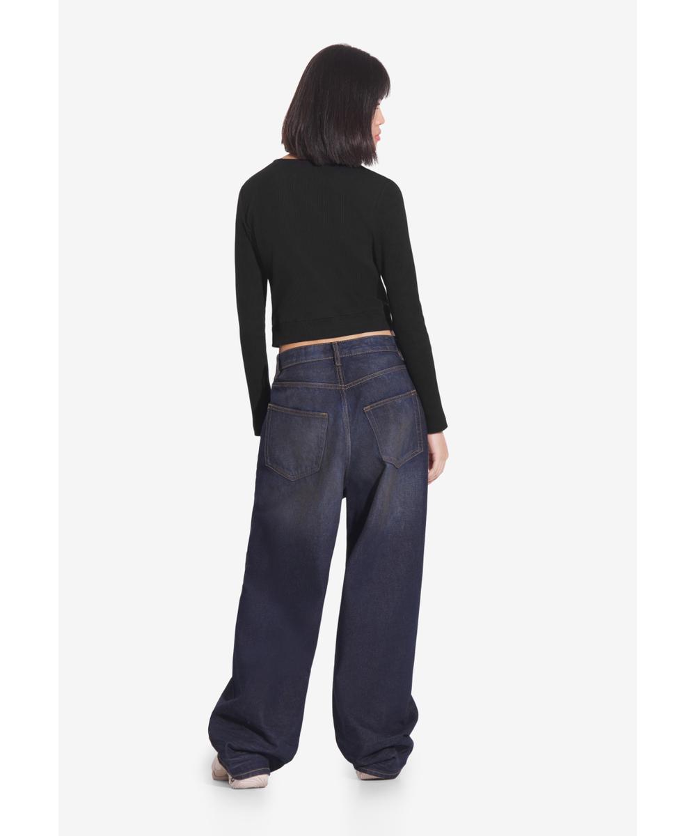 Zip Ribbed longsleeve rozpinany damski czarny