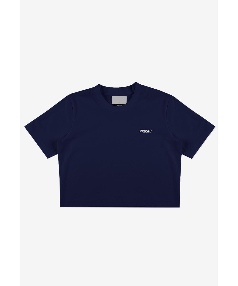 Heavyweight t-shirt bawełniany damski granatowy