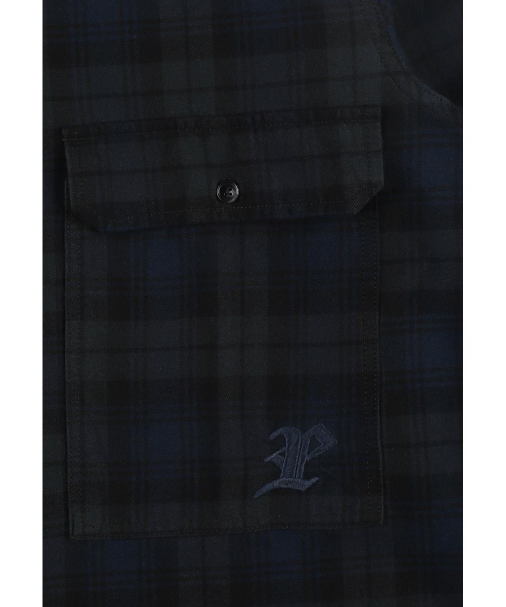 Check koszula męska flanelowa bawełniana granatowa