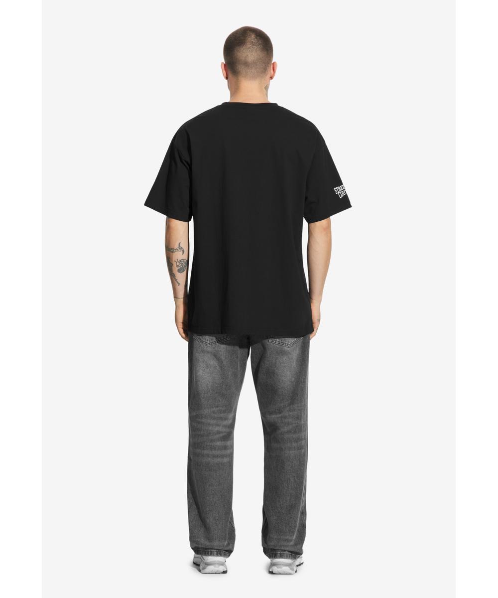 Football t-shirt męski czarny