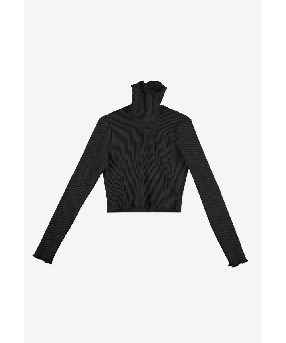 Turtleneck Ribbed longsleeve damski czarny