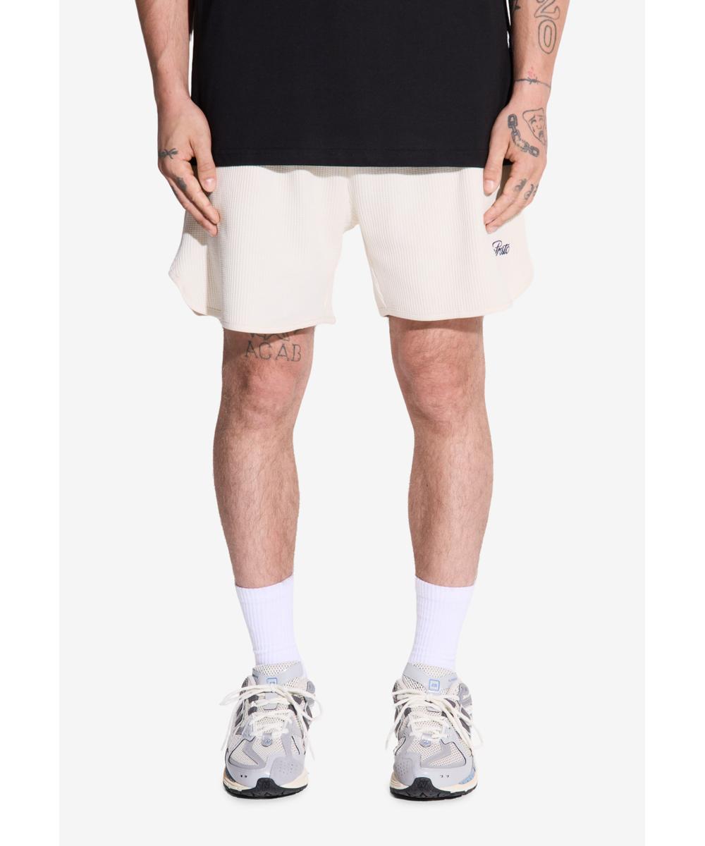Waffle szorty męskie kremowe