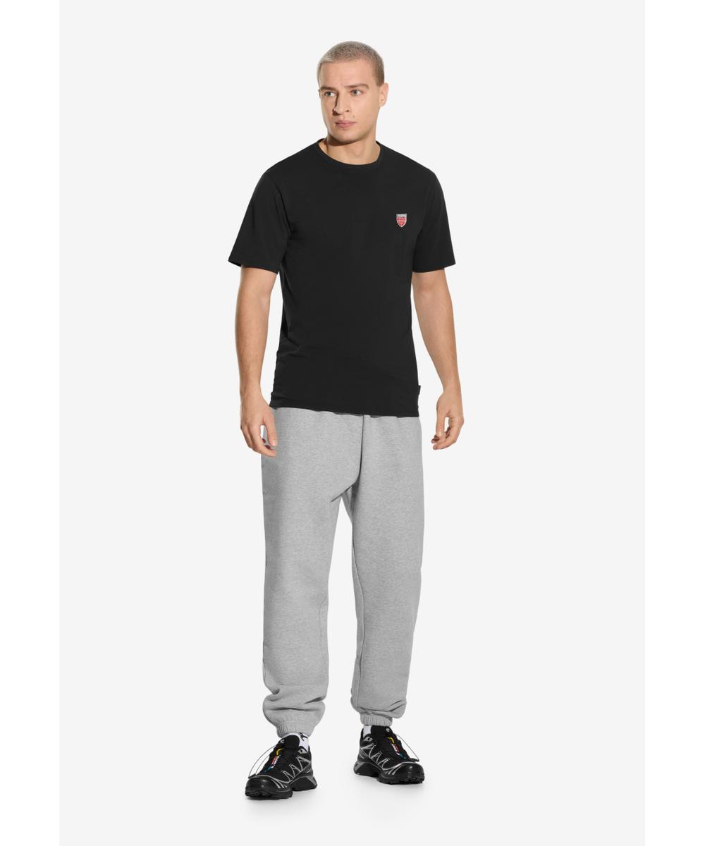 Shield t-shirt bawełniany slim czarny