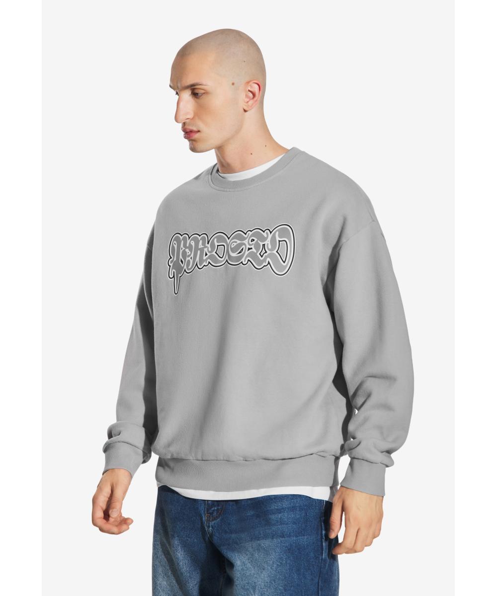 Graffiti bluza męska bawełniana szara