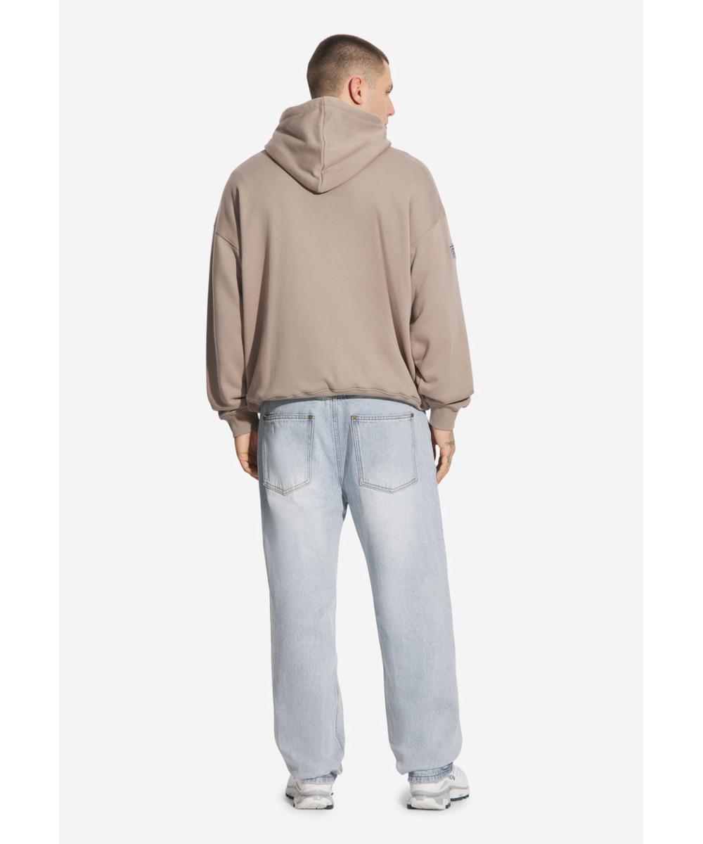 Football bluza z kapturem męska beżowa