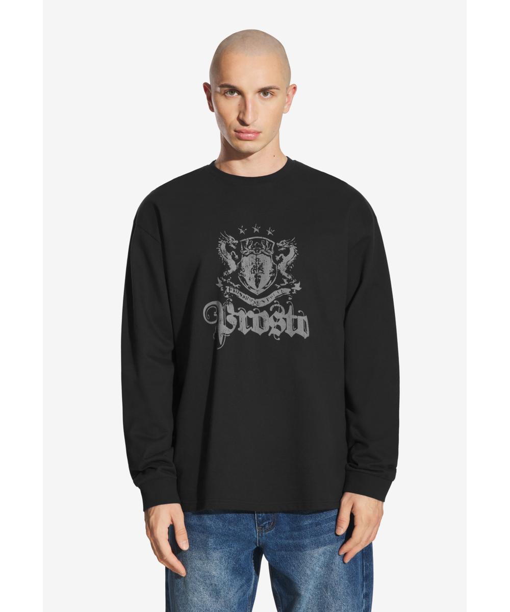 Crest longsleeve męski bawełniany czarny