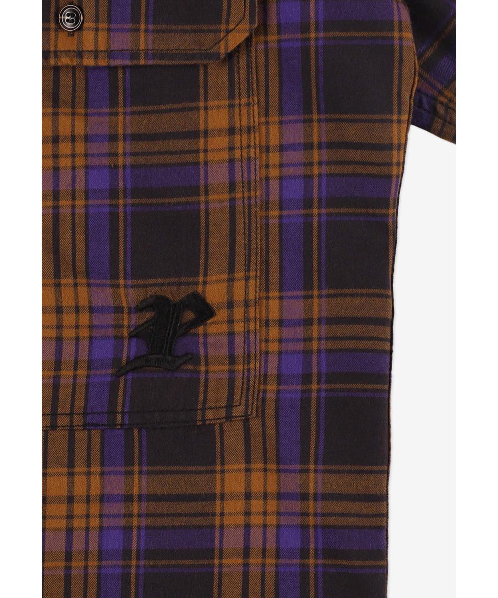 Check koszula męska flanelowa bawełniana fioletowa