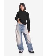 Ribbed bluza bez kaptura damska czarna