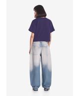 Heavyweight t-shirt bawełniany damski granatowy