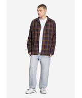 Check koszula męska flanelowa bawełniana fioletowa