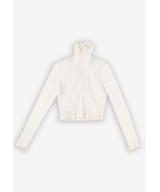 Turtleneck Ribbed longsleeve damski biały