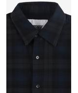 Check koszula męska flanelowa bawełniana granatowa